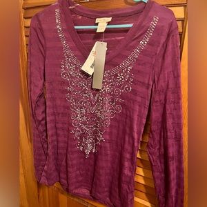 Purple embellished tee shirt